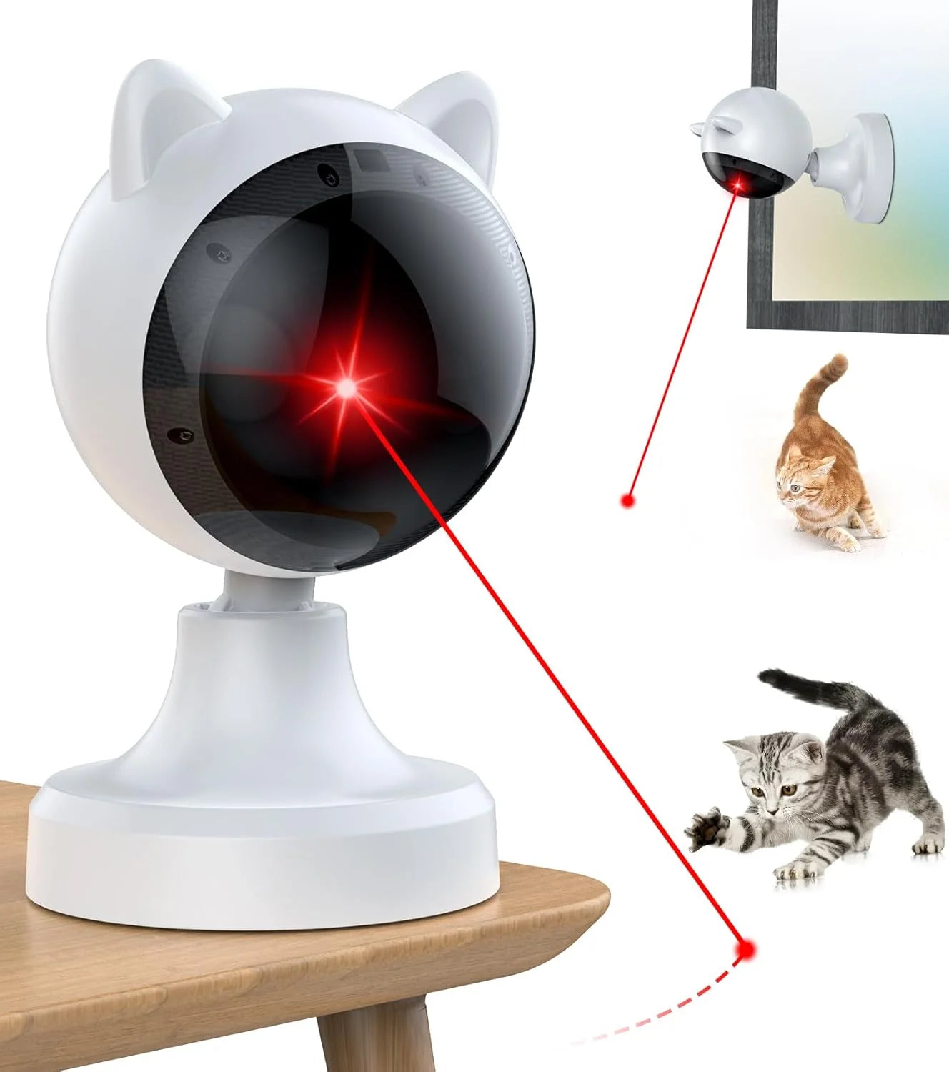 Automatic Cat Laser Toys, Interactive Laser Cat Toys for Indoor Cats/Kitty/Dogs, Cat Laser Toy Automatic White